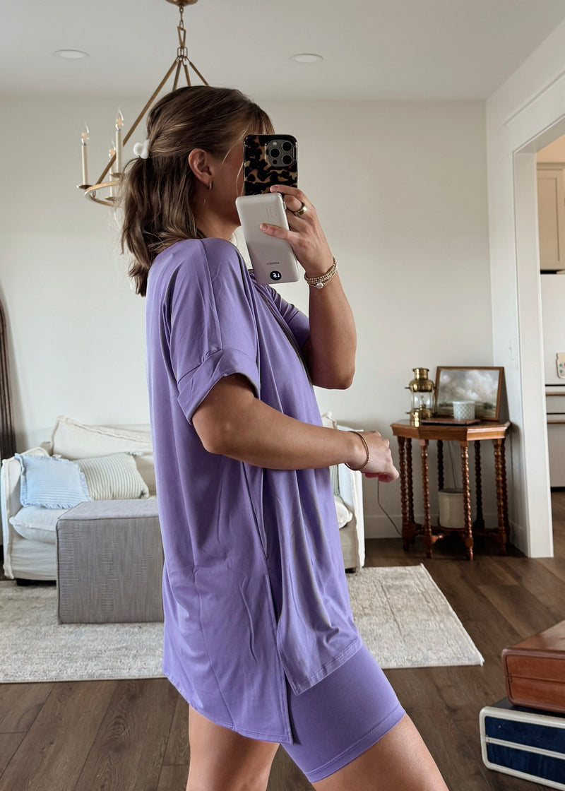 Butter Soft Biker Shorts Set- Lavender
