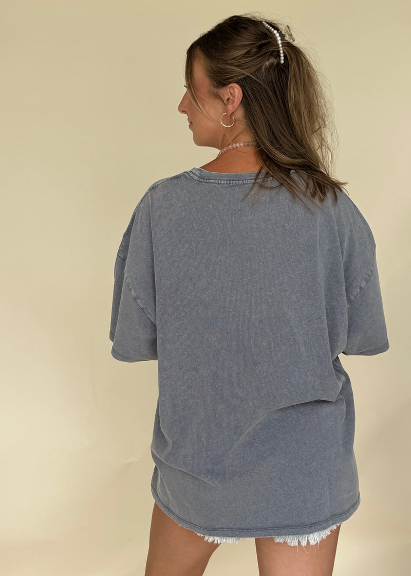 Sun Washed Vintage Tee- Dusty Blue