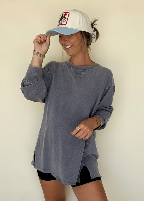 Summer Nights Top- Vintage Blue
