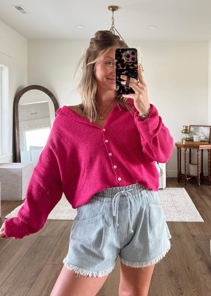 Grace Cardi Top- Fuchsia