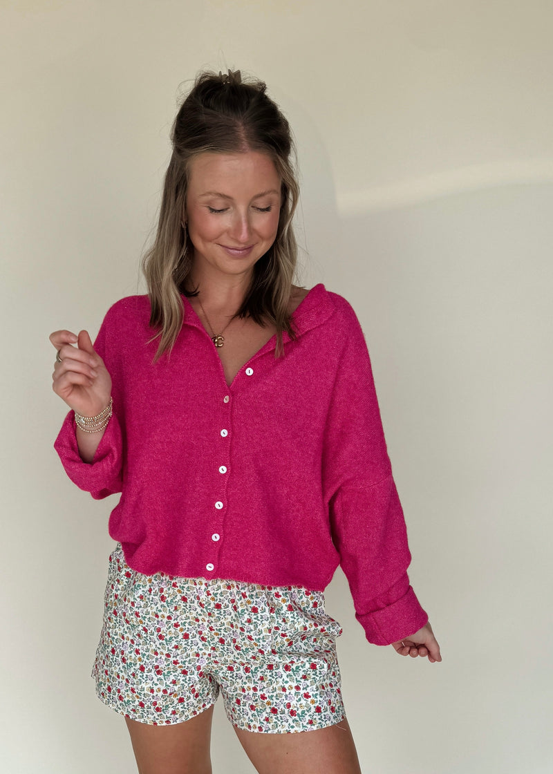 Grace Cardi Top- Fuchsia