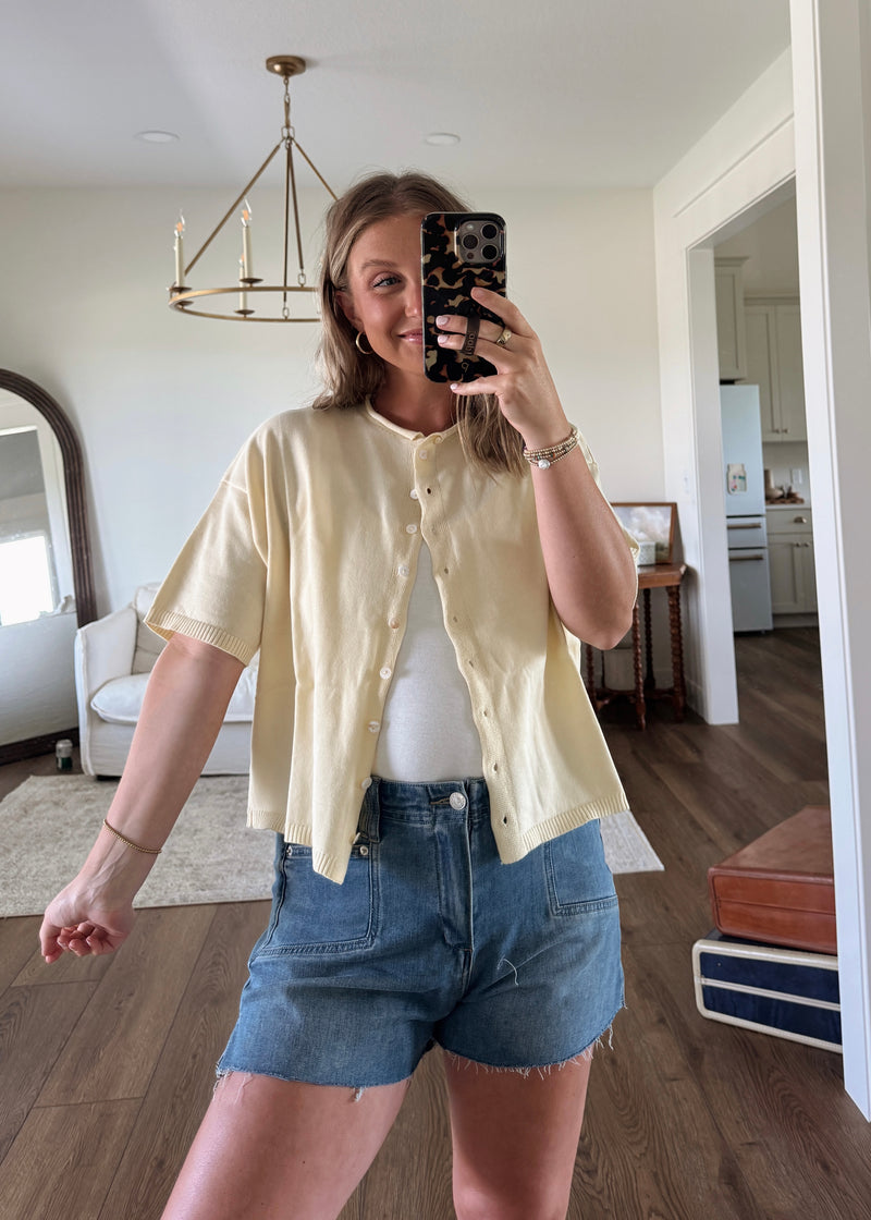 Maeve Cardi Top- Butter Yellow