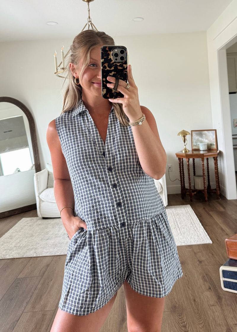 Evan Gingham Romper