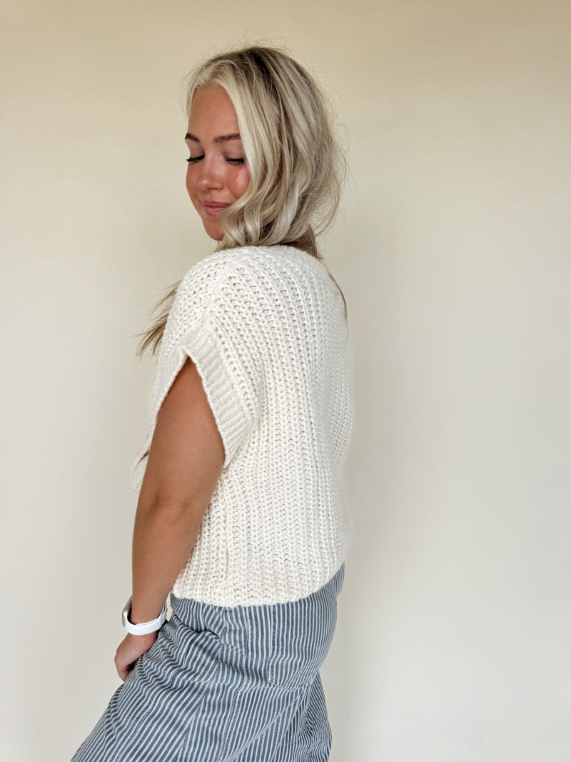 Kaya Knit Sweater Top- Cream