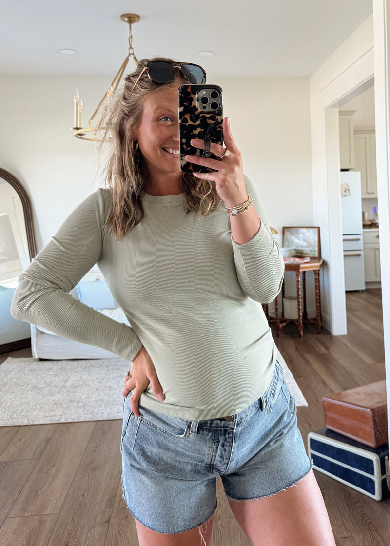 Elliot Essential Ribbed Long Sleeve-Sage