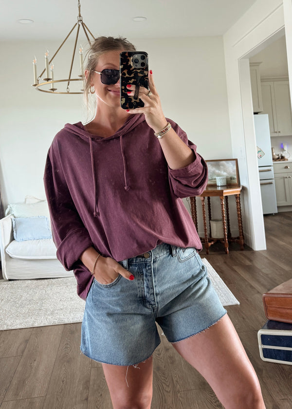 Fresh Breeze Hoodie Top- Plum