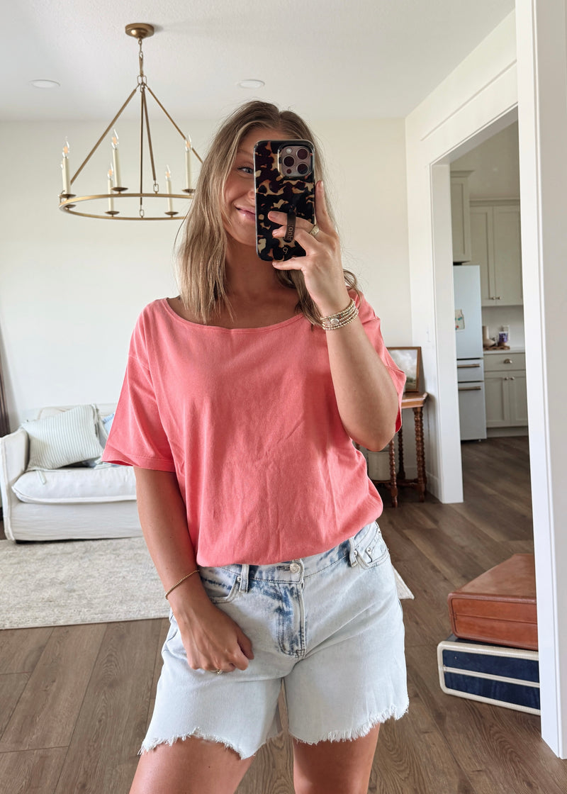 Carefree Tee- Coral