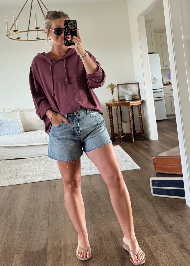 Fresh Breeze Hoodie Top- Plum