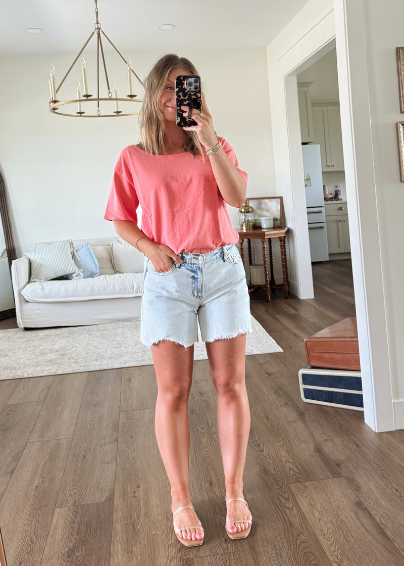 Carefree Tee- Coral