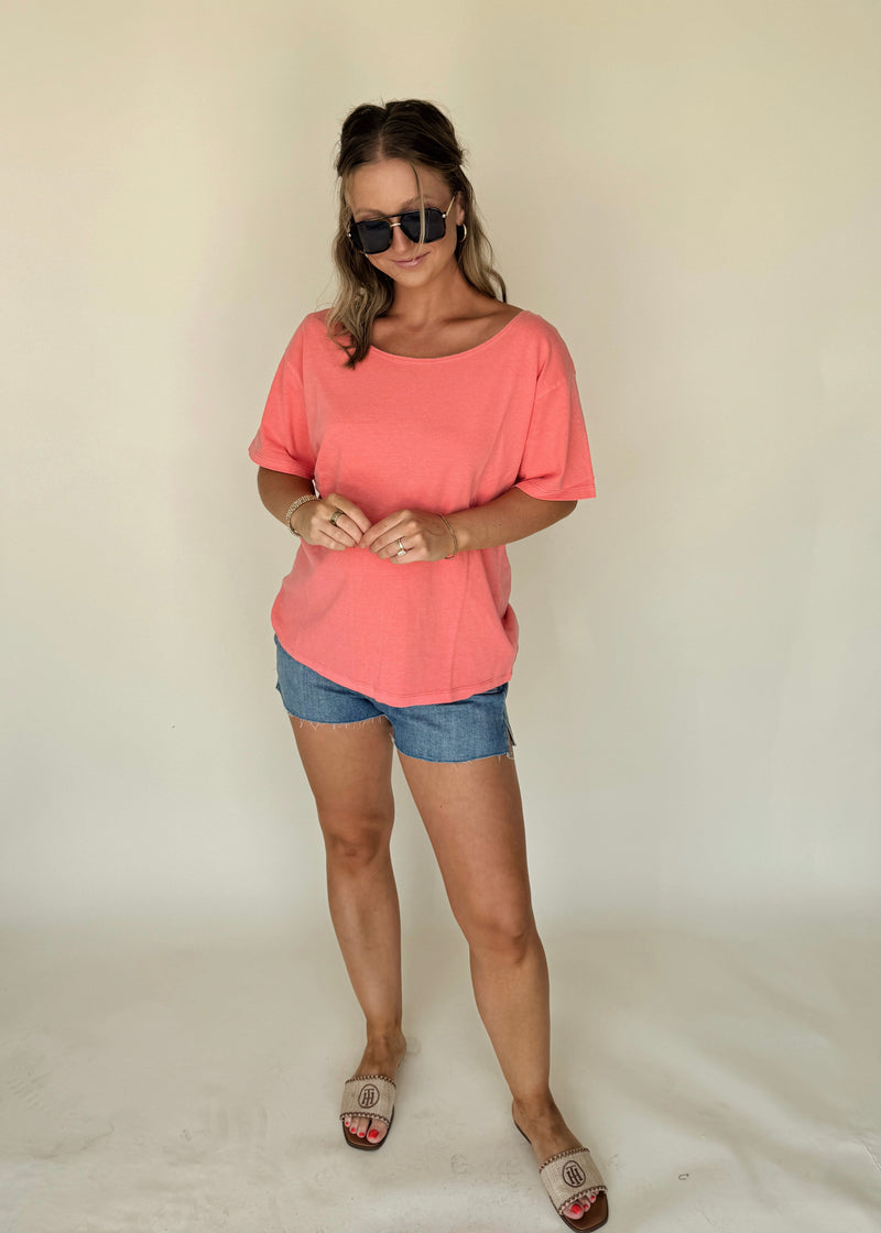 Carefree Tee- Coral
