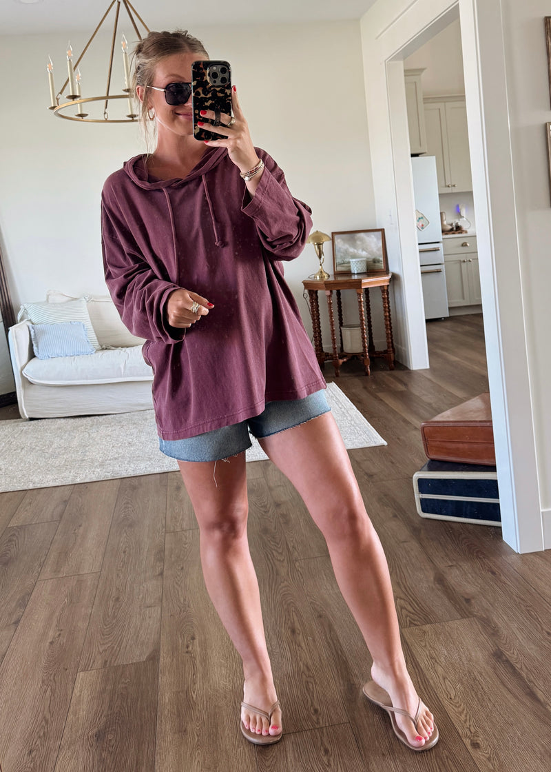 Fresh Breeze Hoodie Top- Plum