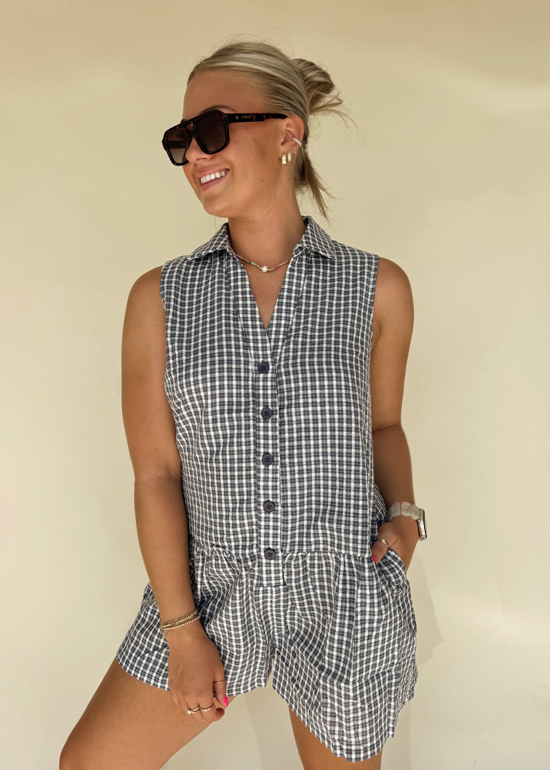 Evan Gingham Romper