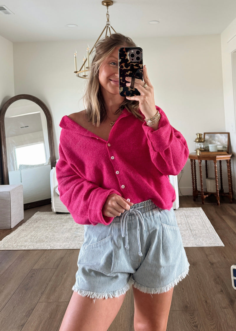 Grace Cardi Top- Fuchsia