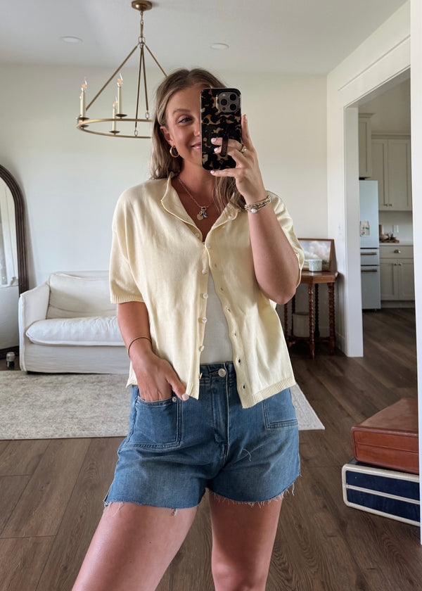 Maeve Cardi Top- Butter Yellow