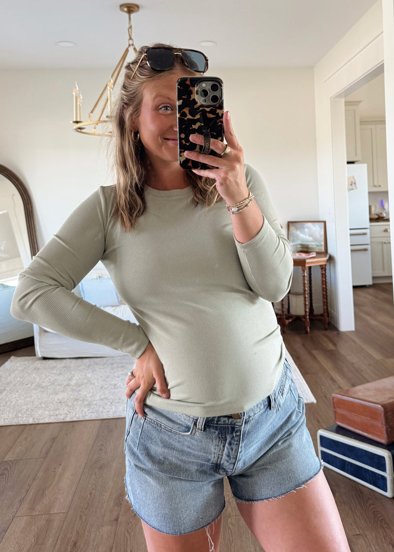 Elliot Essential Ribbed Long Sleeve-Sage