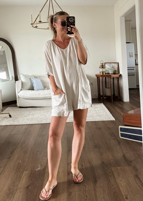 Lena Striped Linen Romper