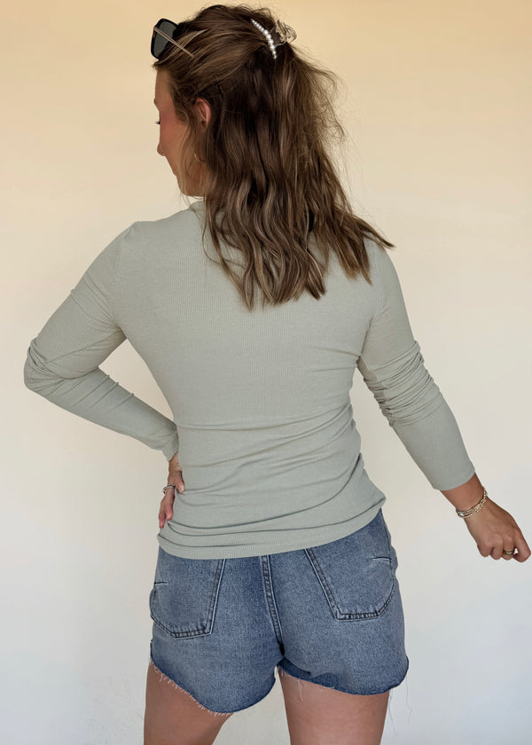 Elliot Essential Ribbed Long Sleeve-Sage