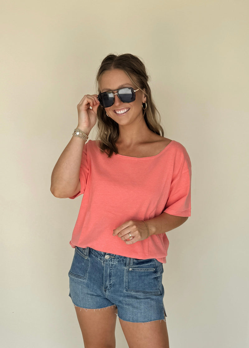 Carefree Tee- Coral