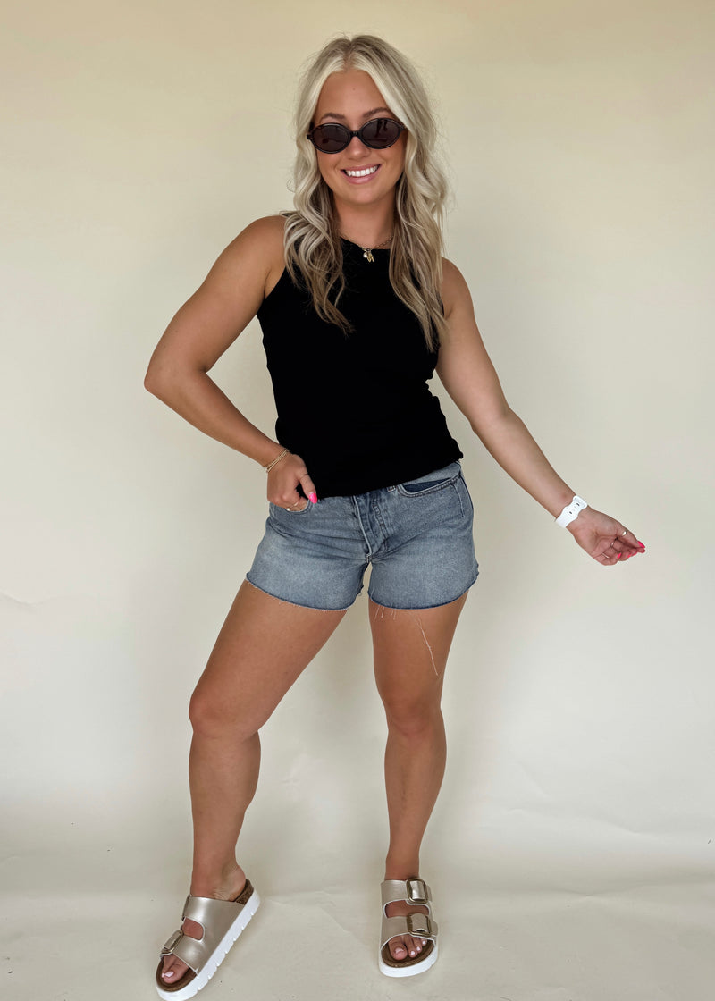 Ella Essential Ribbed Tank-Black