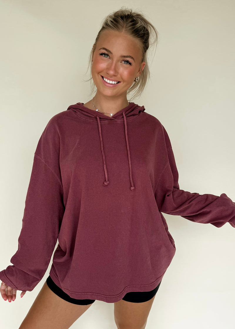 Fresh Breeze Hoodie Top- Plum
