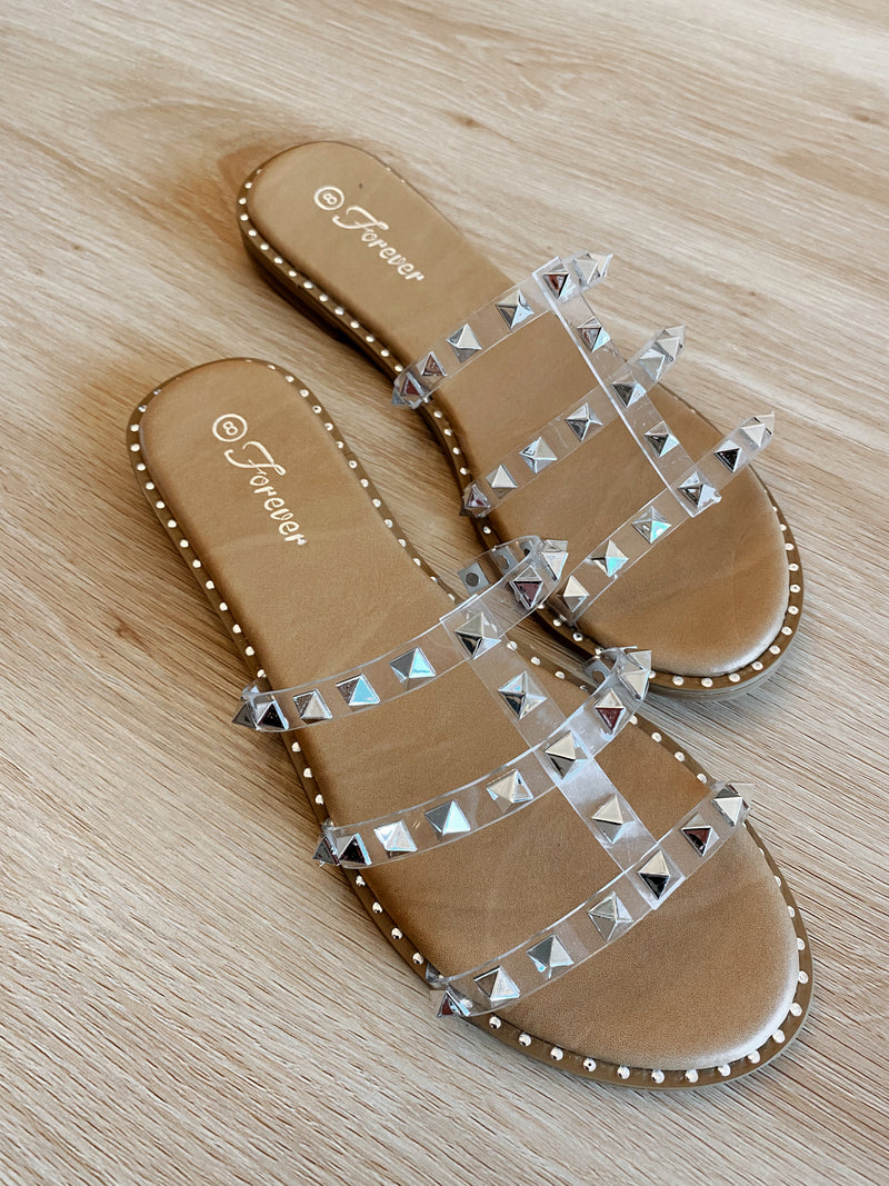 Clear Starstruck Studded Sandals