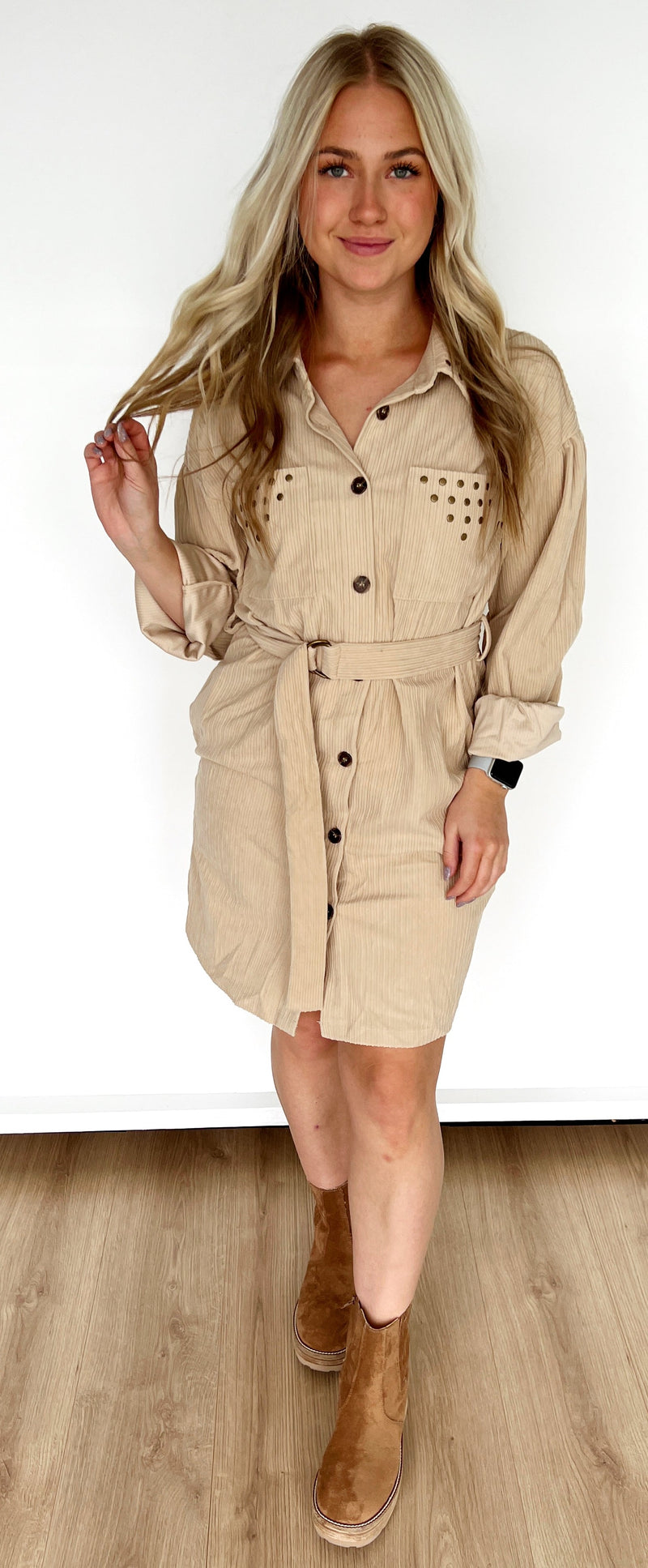 Carter Corduroy Shirt Dress